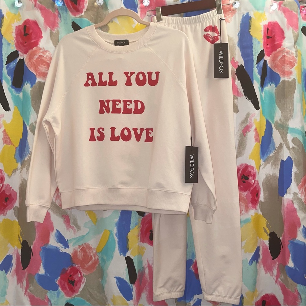 NWT Wildfox “All You Need Is Love” Two Piece Set